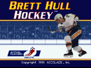 Brett Hull Hockey title screen for Super Nintendo